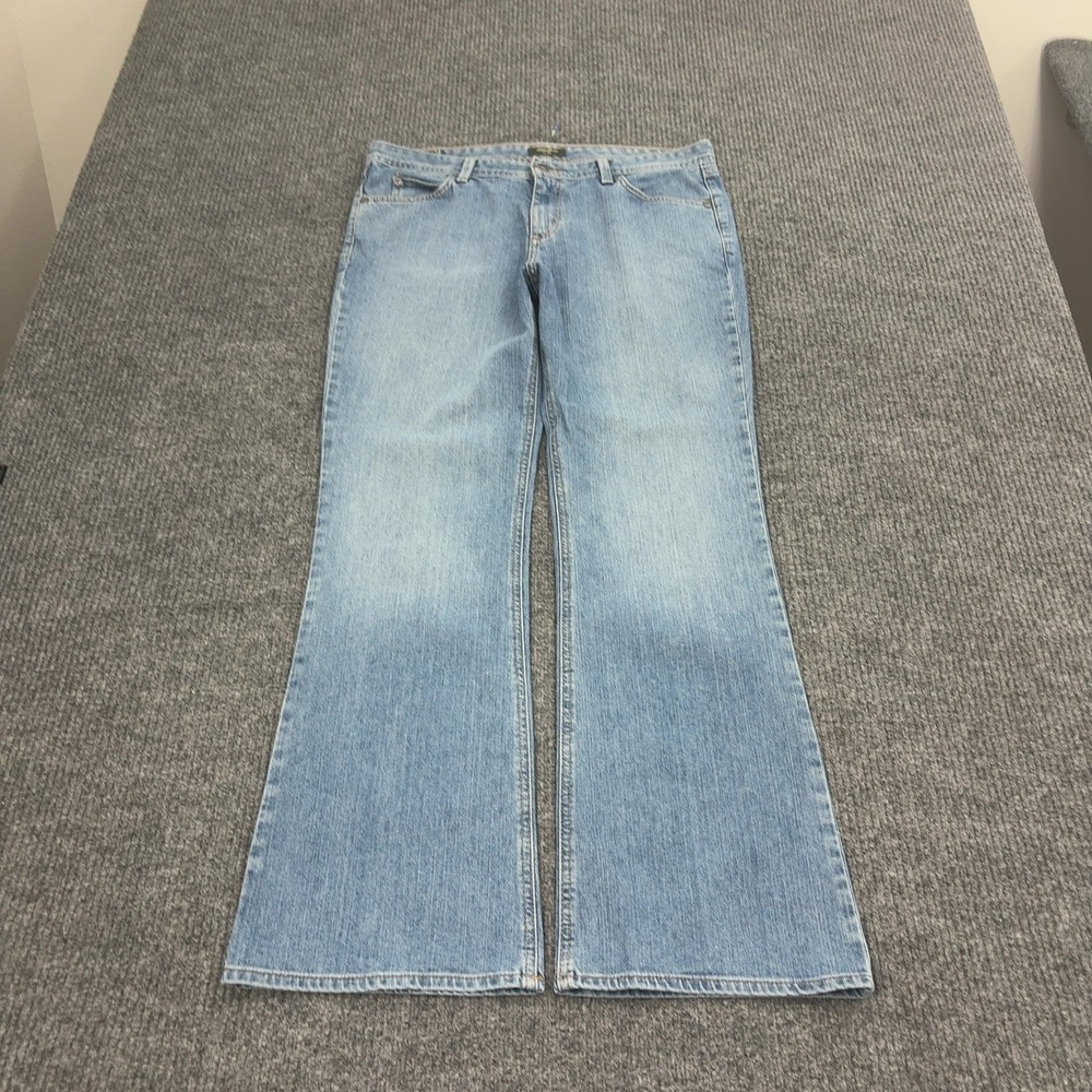 Eddie Bauer Jeans Womens 16 Blue Cotton Stretch Flare Bootcut Casual Classic